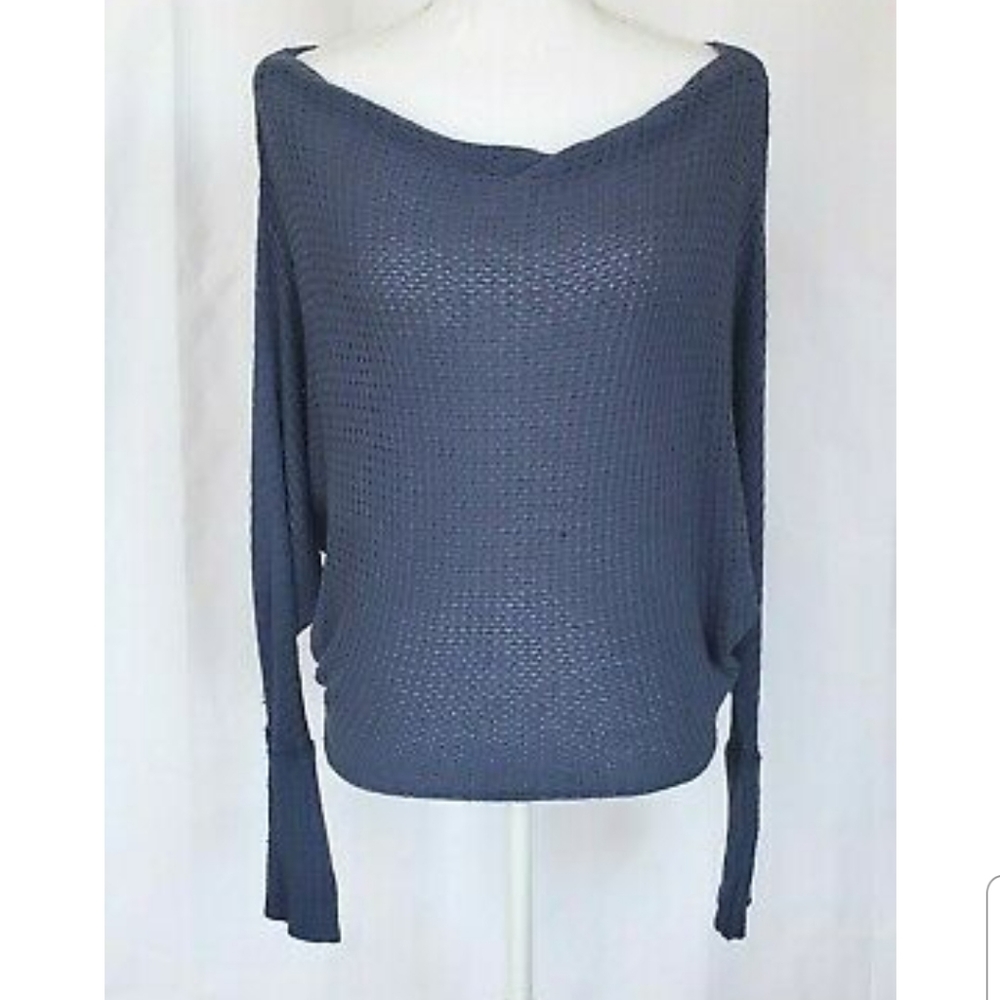 Free People Navy Blue Drippy Mercury Tee Top XS - Picture 2 of 6